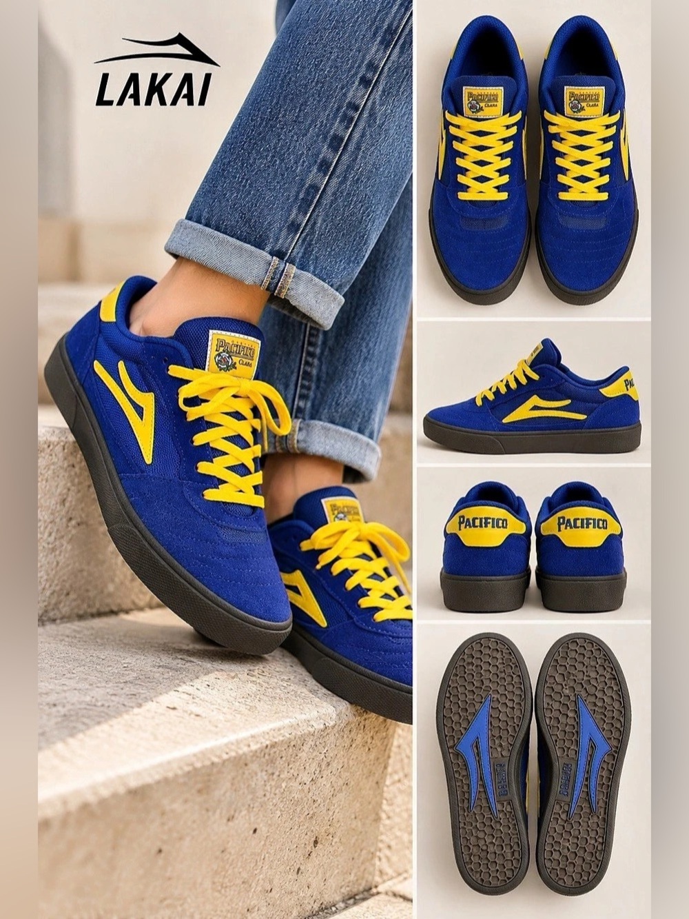 Lakai x Pacifico Blue & Yellow Skate Sneakers NWOT
